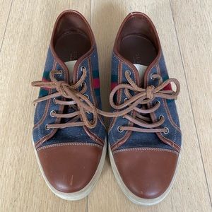 Gucci Low-Top Flannel Web Sneakers